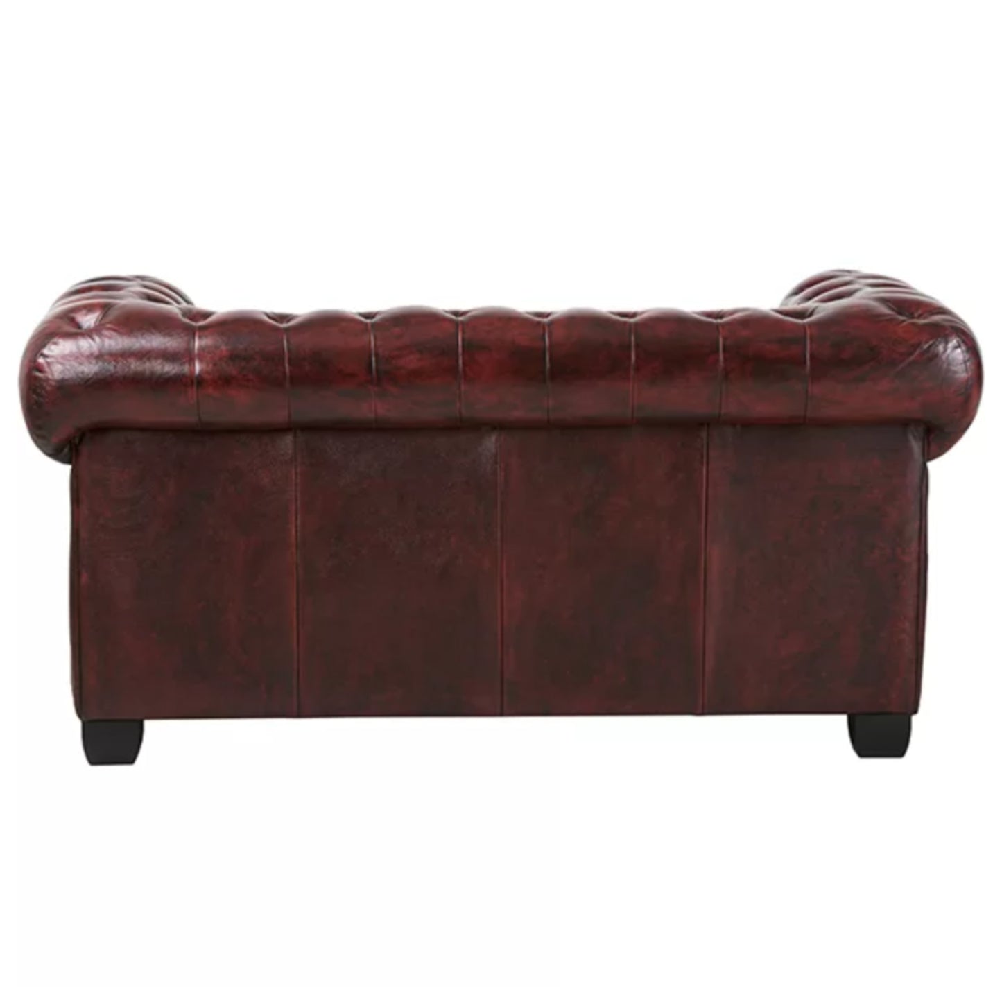 Max Chesterfield 2 Seater Sofa Lounge Genuine Leather Antique Red