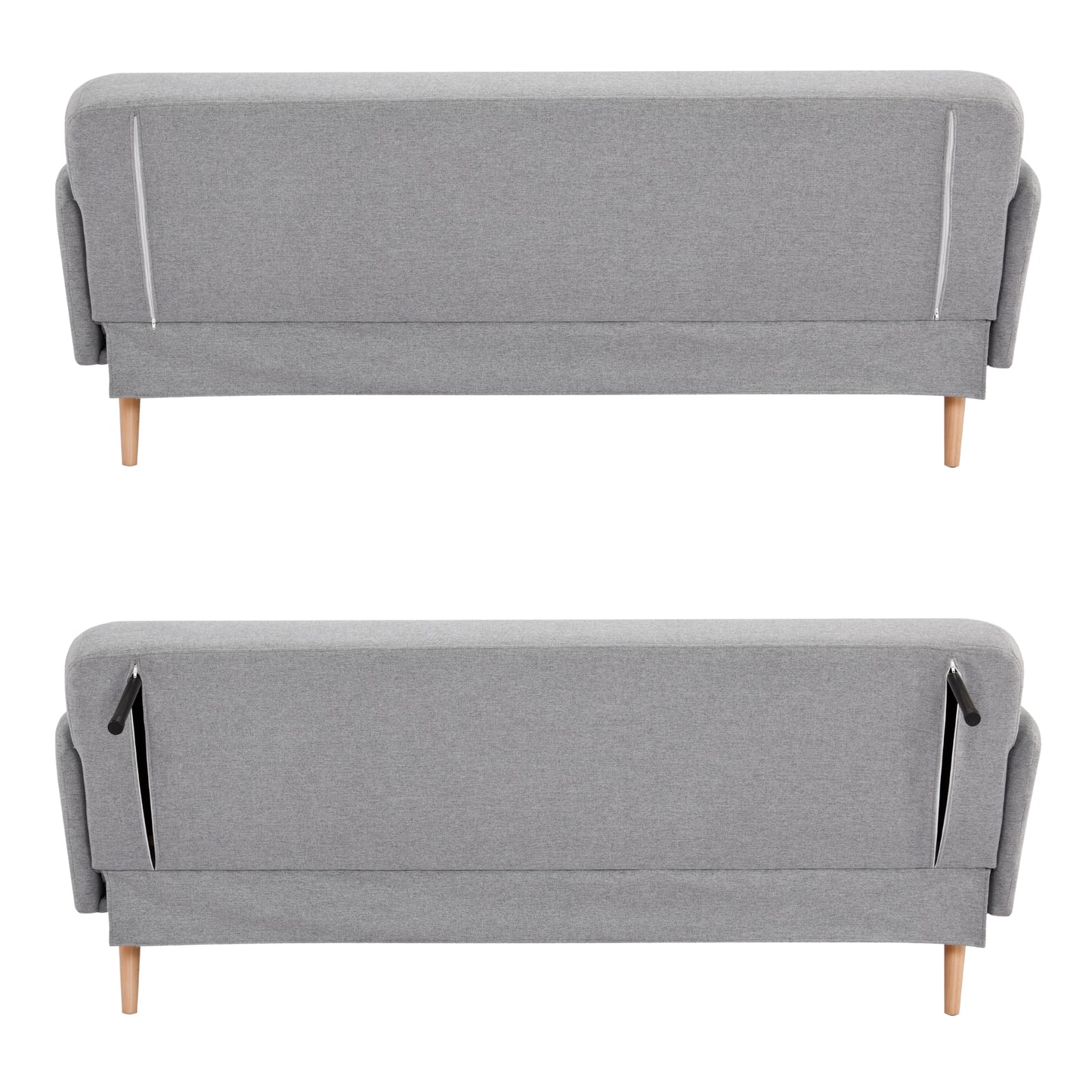 Merlin 3 Seater Sofa Futon Bed Fabric Lounge Couch - Grey