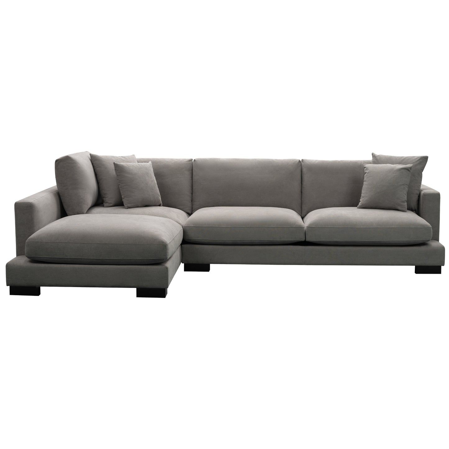 Royalty 3 Seater Sofa Fabric Upholstered Left Chaise Lounge Couch - Grey