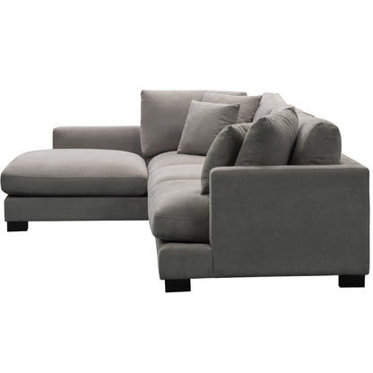 Royalty 3 Seater Sofa Fabric Upholstered Left Chaise Lounge Couch - Grey