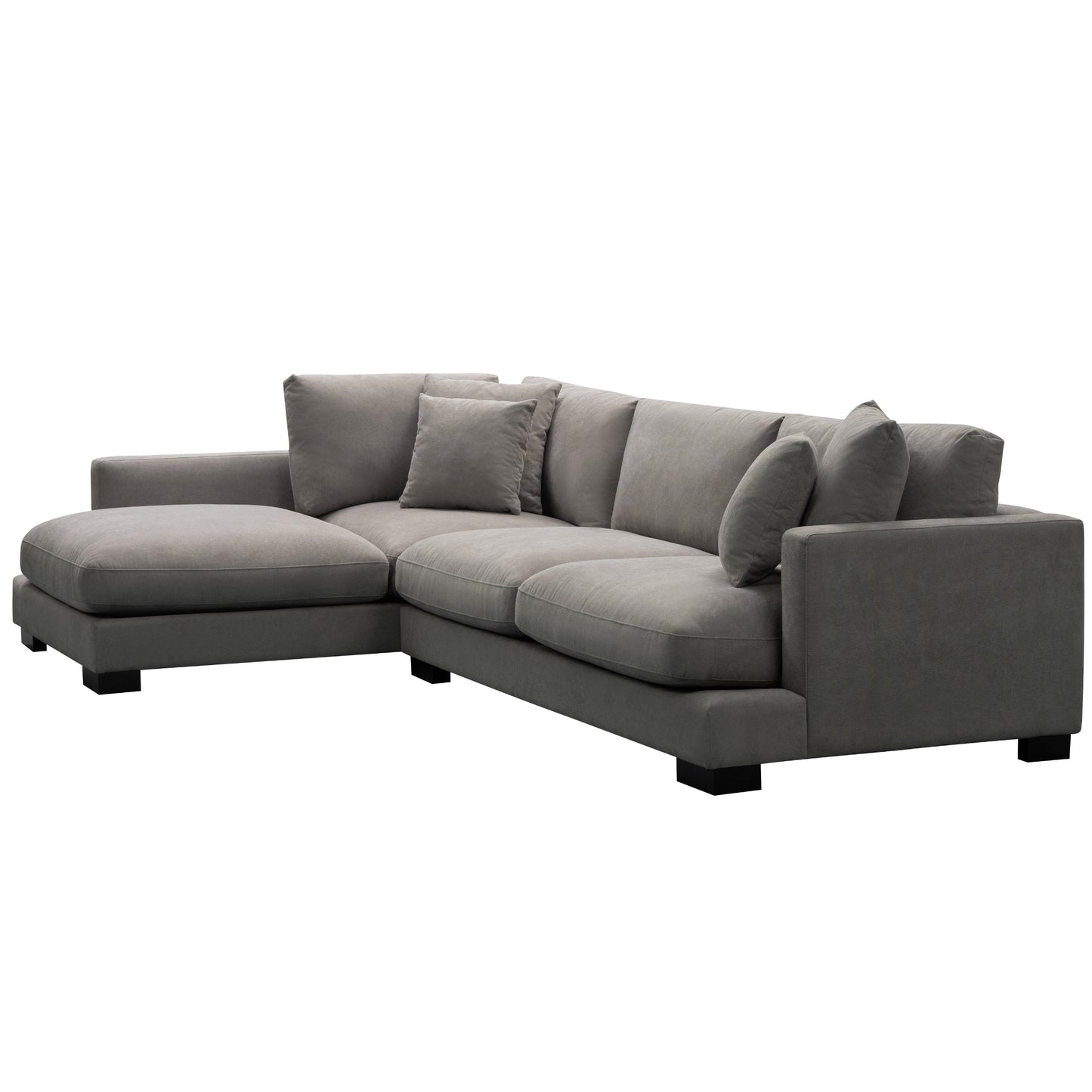 Royalty 3 Seater Sofa Fabric Upholstered Left Chaise Lounge Couch - Grey