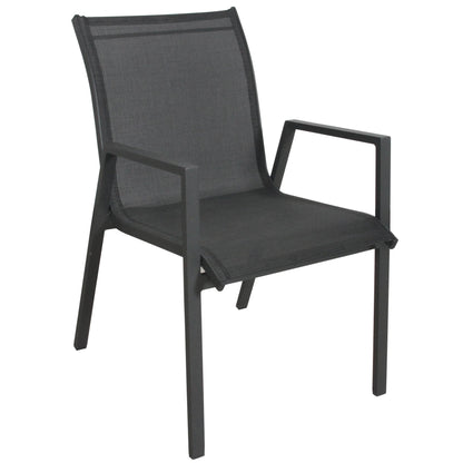 Iberia 2pc Set Aluminium Outdoor Dining Chairs Charcoal