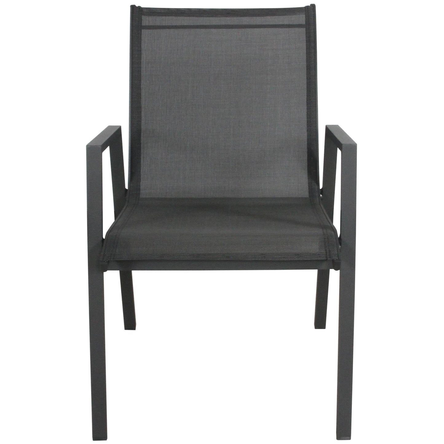 Iberia 2pc Set Aluminium Outdoor Dining Chairs Charcoal