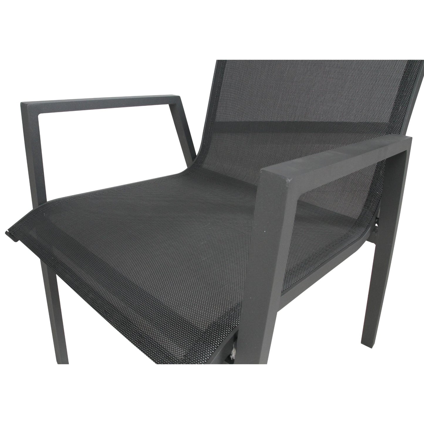 Iberia 2pc Set Aluminium Outdoor Dining Chairs Charcoal