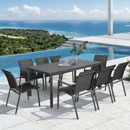 Iberia 4pc Set Aluminium Outdoor Dining Chairs Charcoal