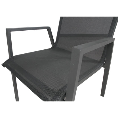 Iberia 4pc Set Aluminium Outdoor Dining Chairs Charcoal