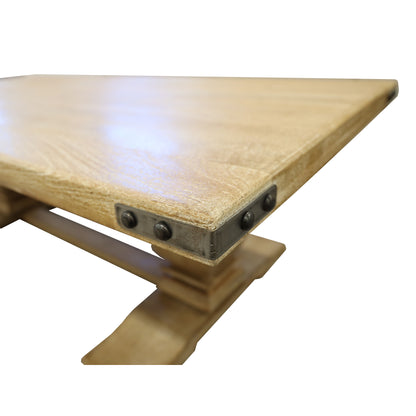 Gloriosa Coffee Table 140cm Pedestal Solid Mango Timber Wood - Honey Wash