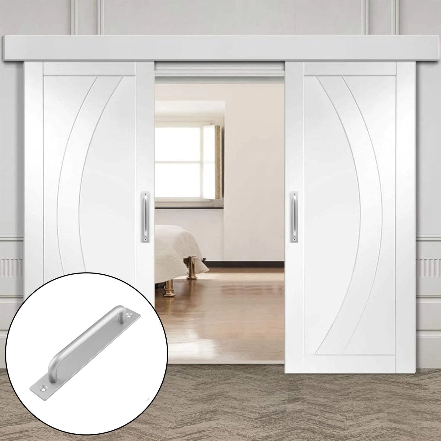 Barn Door Handle Sliding Pull Cabinet Door Handles Drawer knobs Kitchen Handles Silver