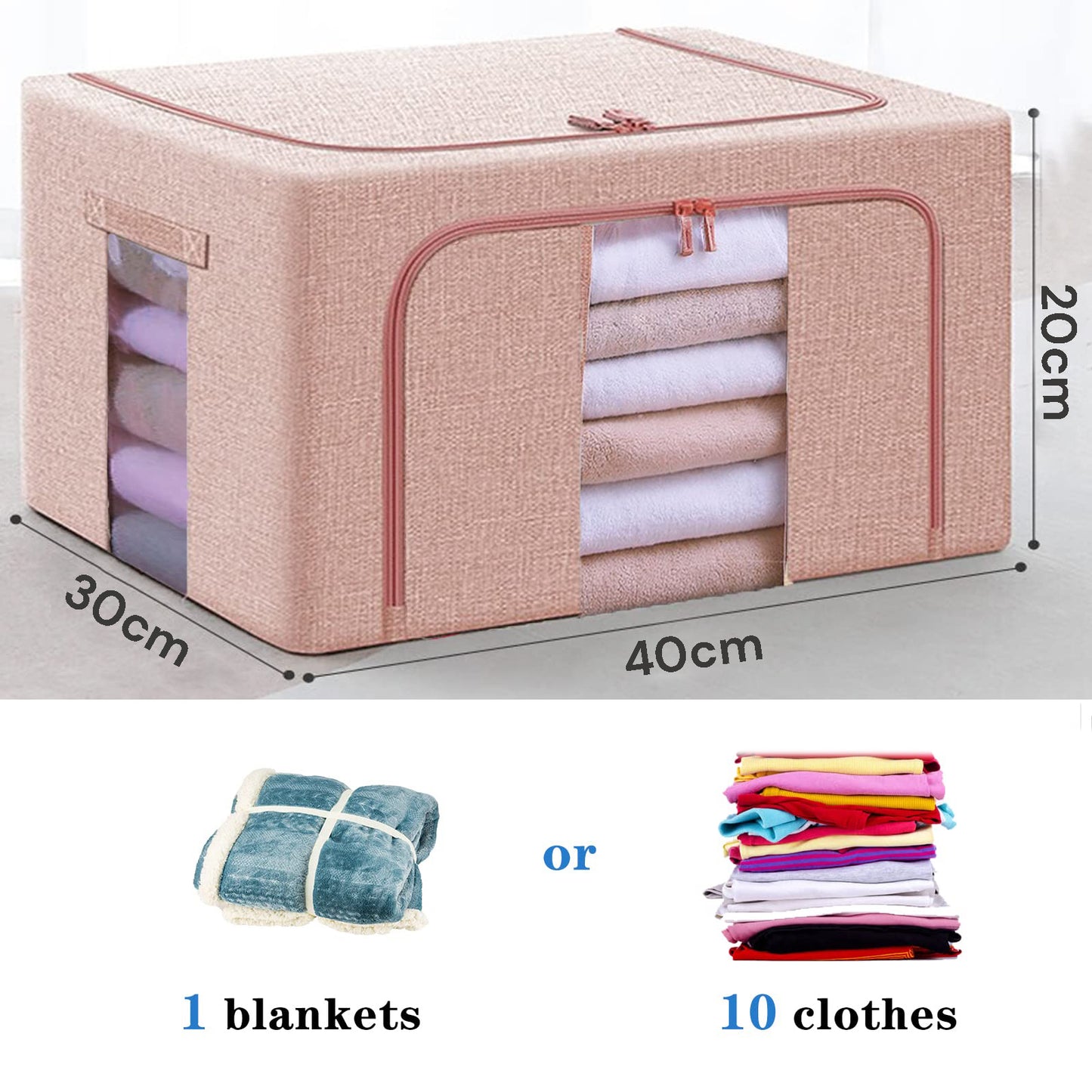 24L Cloth Storage Box Closet Organizer Storage Bags Clothes Storage Bags Wardrobe Organizer Idea PINK