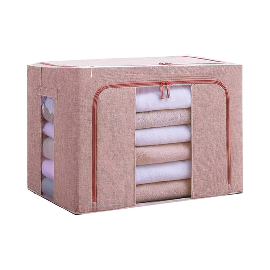 66L Cloth Storage Box Closet Organizer Storage Bags Clothes Storage Bags Wardrobe Organizer Idea PINK