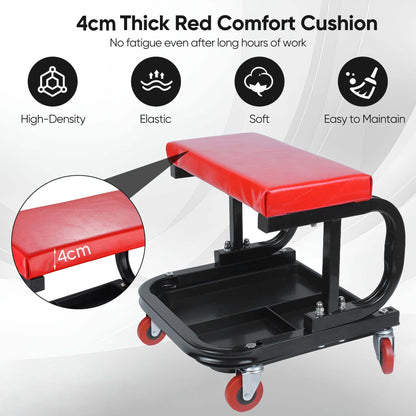 Garage Roller Seat Car Creeper Seat with Tool Tray Storage for Garages Mechanic Roller Seat