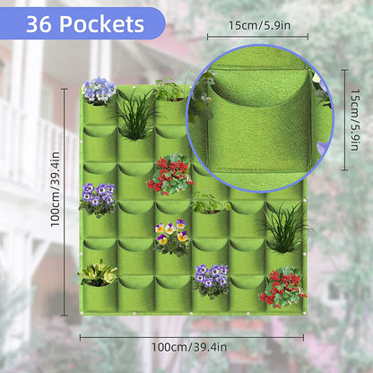 36 Pockets Wall Hanging Planter Planting Grow Bag Vertical Garden Vegetable Flower Green