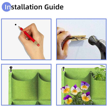 9 Pockets Wall Hanging Planter Planting Grow Bag Vertical Garden Vegetable Flower Green