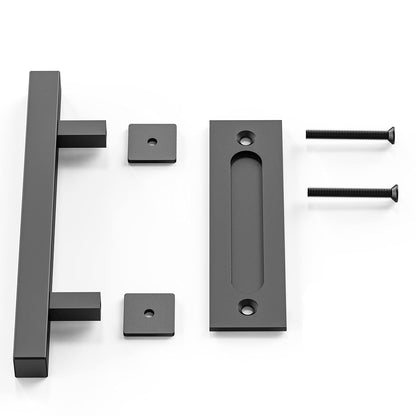 30cm Pull and Flush Barn Door Handle Square Handles set of Frosted Black Surface Square