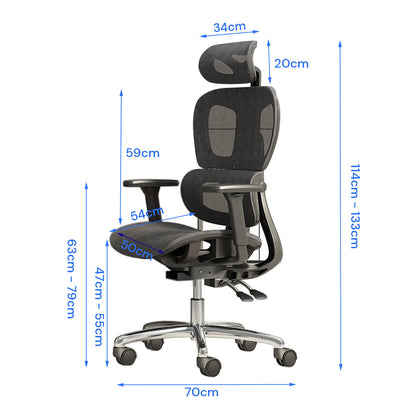 Ergonomic Mesh Home & Office Chair 3D Adjustable Armrest Seat High Back Desk Computer Chair