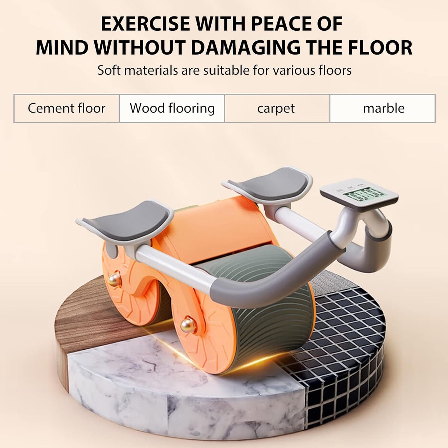 Elbow Support Automatic Rebound Abdominal Wheel Plank Machine Ab Roller Abs Workout Belly Orange