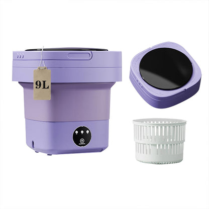 Mini 8L Portable Foldable Washing Machine Washer for Underwear Baby Clothes Camping Travel Purple