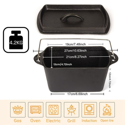 Cast Iron Bread Pan with Lid Non-Stick, Durable Loaf Pan for Perfect Baking