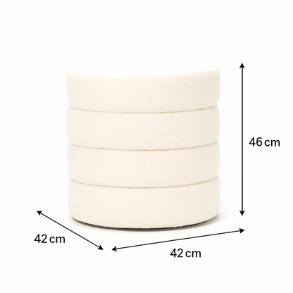 Interior Ave - Cleo White Boucle Ottoman