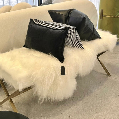 Interior Ave - Oxley Fur Bench - White & Gold