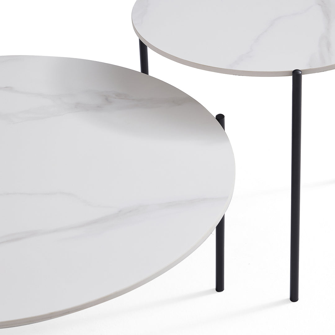 Interior Ave - Bianco Nested Coffee Table Set - Marble & Black