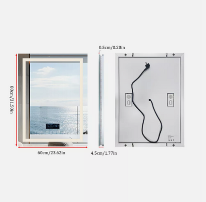 Interior Ave - 60 x 80cm Rectangle Frameless LED Bathroom Mirror – Bluetooth