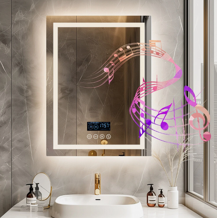 Interior Ave - 70 x 90cm Rectangle Frameless LED Bathroom Mirror – Bluetooth