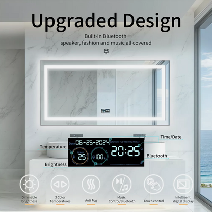 Interior Ave - 70 x 90cm Rectangle Frameless LED Bathroom Mirror – Bluetooth