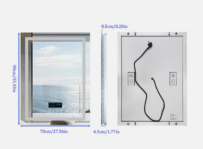 Interior Ave - 70 x 90cm Rectangle Frameless LED Bathroom Mirror – Bluetooth