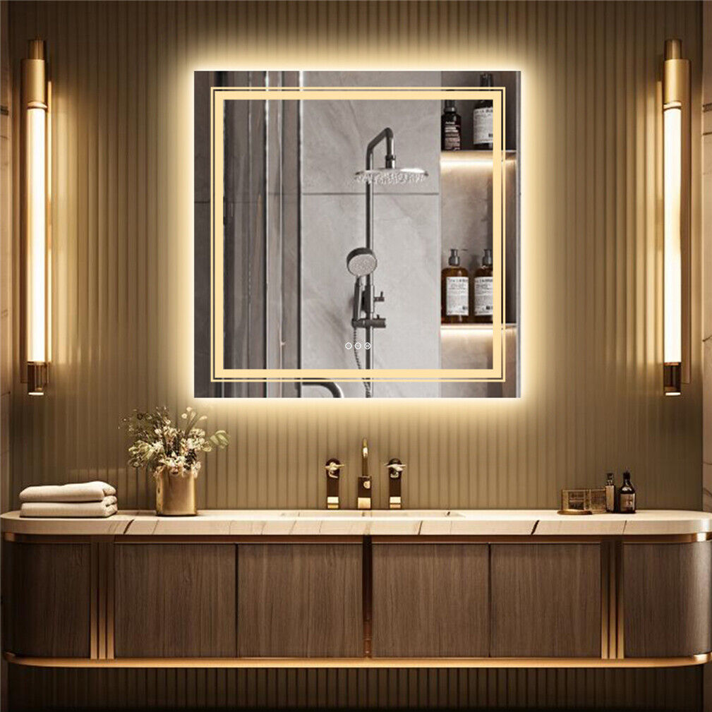 Interior Ave - LED Square Frameless Salon / Bathroom Wall Mirror - 90 x 90cm