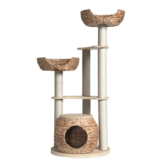 Whisker Wonderland Premium Eco Bamboo Cat Tree Large - Natural Bamboo Structure, Safe & Stable, Multi-Functional Cat Furniture, Climbing & Scratching
