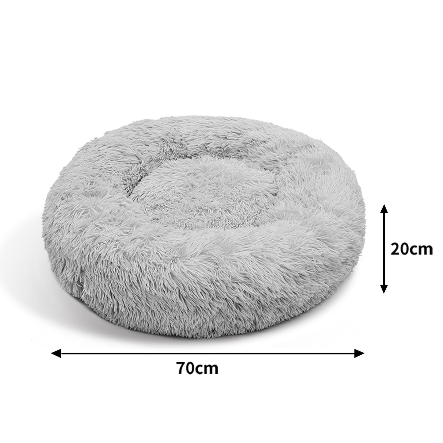 Pet Dog Bed Bedding Warm Plush Round Comfortable Dog Nest Light Grey M 70cm