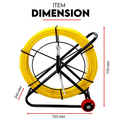 150M×8MM Fish Tape Puller Fiberglass Wire Cable Running Duct Rodder