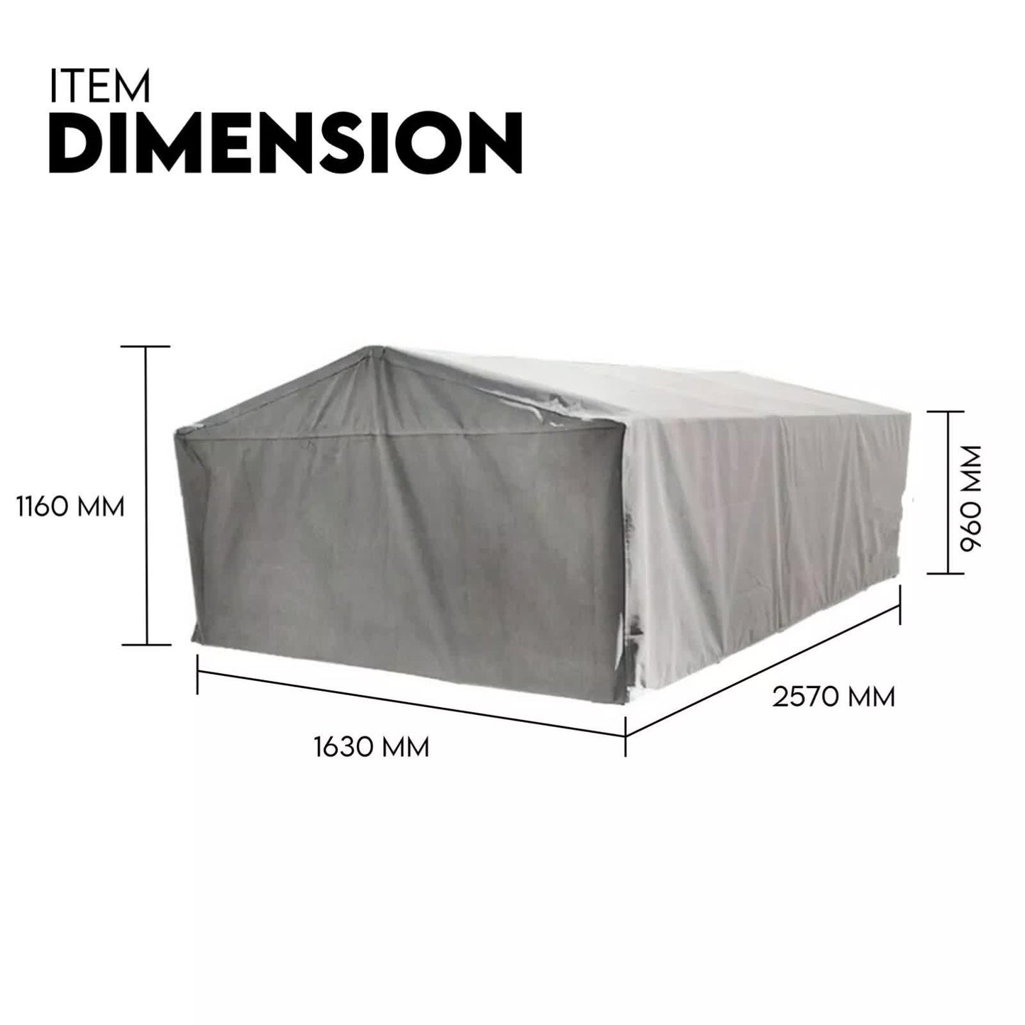 8X5 BOX TRAILER CAGE CANVAS COVER (900mm) 3 FOOT Thick Rip Resistant Waterproof