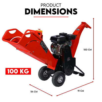 7HP Wood Chipper Self Feeding Shredder Mulcher Machine Petrol Garden Portable