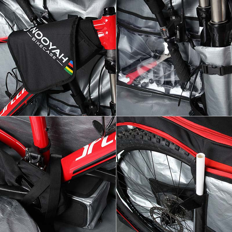 NOOYAH Bike Travel Bag Case Plane Boat Shipping Transport, Fits Cross Country All Mountain Bike, MTB, TT, Road Triathlon Bike 29er 700c