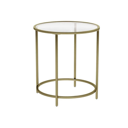 VASAGLE Round Side Table with Tempered Glass Top