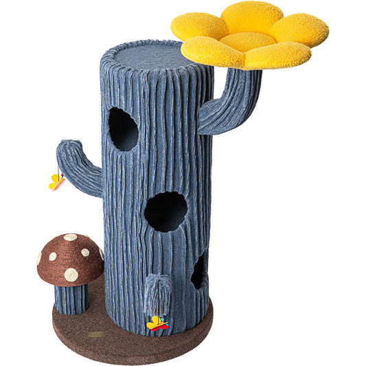 HONEYPOTCAT Solo Cactus Bloom Cat Tree - Blue 120.5cm