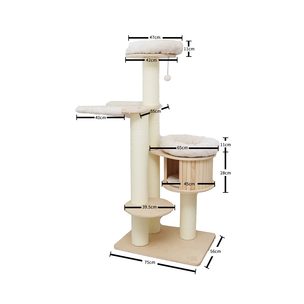 CATIO VINTAGE Solid Wood Cat Climbing Tree Post Scratcher 176cm