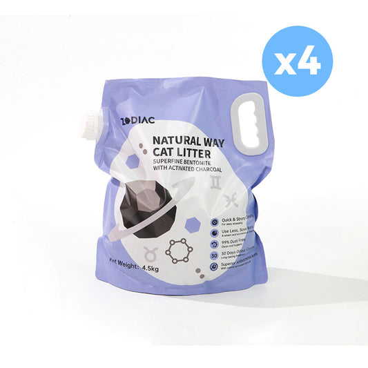 ZODIAC Natural Way Superfine Bentonite With Activated Charcoal Cat Litter 4.5Kgx4