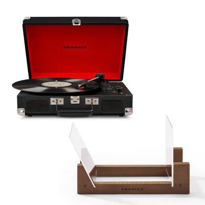 Crosley Cruiser Bluetooth Portable Turntable - Black + Bundled Crosley Record Storage Display Stand