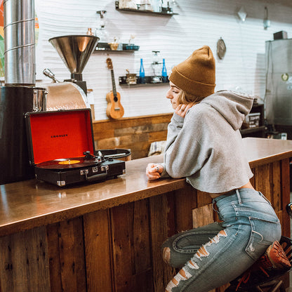 Crosley Cruiser Bluetooth Portable Turntable - Black + Bundled Crosley Record Storage Display Stand