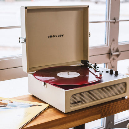 Crosley Voyager Bluetooth Portable Turntable - Dune + Bundled Crosley Record Storage Display Stand