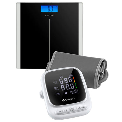 Etekcity Digital Body Weight Bathroom Scale - Black & Etekcity Smart Blood Pressure Monitor - White Bundle