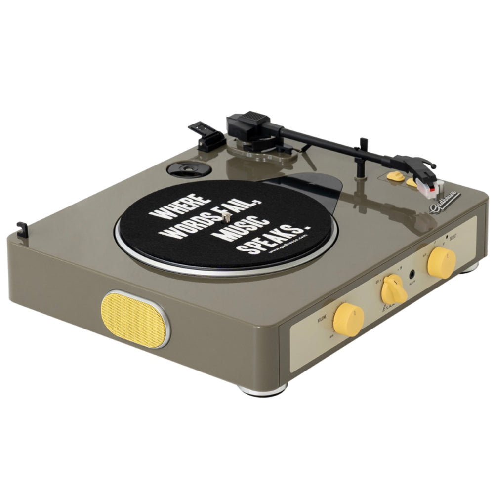 Gadhouse Brad MKII Record Player - Grey + Bundled Record Storage Crate