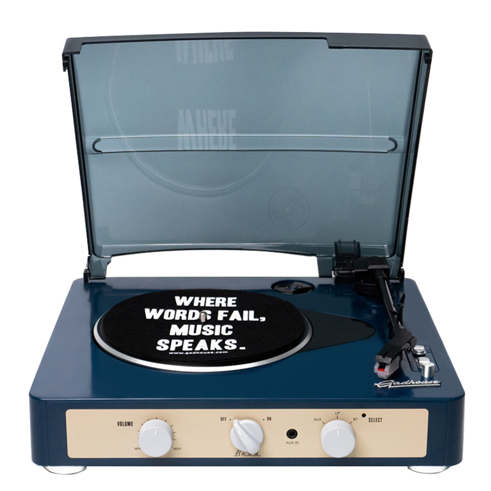 Gadhouse Brad MKII Record Player - Navy + Bundled Record Storage Crate