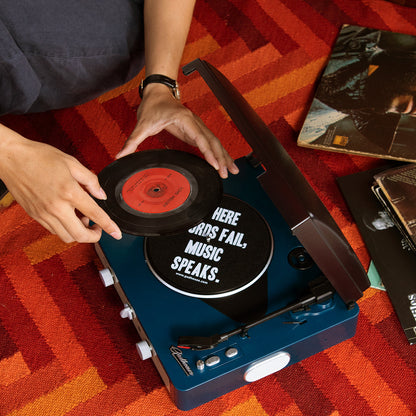 Gadhouse Brad MKII Record Player - Navy + Bundled Record Storage Crate