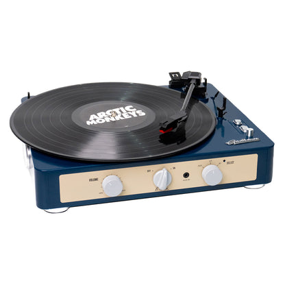 Gadhouse Brad MKII Record Player - Navy + Bundled Record Storage Crate