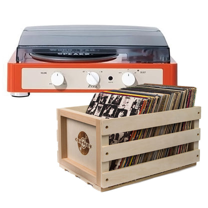 Gadhouse Brad MKII Record Player - Tangerine + Bundled Record Storage Crate