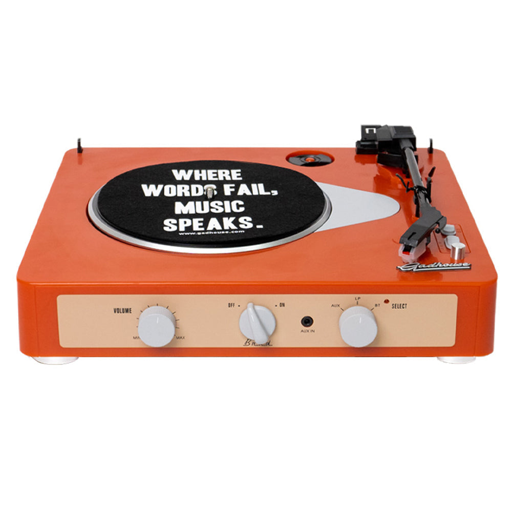 Gadhouse Brad MKII Record Player - Tangerine + Entertainment Stand Bundle - Black